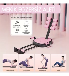 Çok Fonksiyonlu Mekik Aleti Ev Kol Üst Vücut Karın ve Core Egzersiz Cihazı Pilates Çorabı Hediye (Pembe)