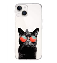 PrintiFy Apple  iPhone 14 Plus ile Uyumlu 1mm Slim Fit Kedi 3 050d Baskılı Şeffaf  Kılıf