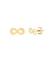 MOOM MÜCEVHERAT Kadın 14 Ayar Altın Küpe Minimalist Sonsuzluk Vidalı Altın Küpe 13 mm