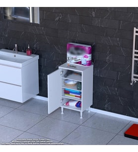 Modilayn SÖKE Küçük Alanlar İçin Akıllı Çözümler 35x75x32,5 cm’ lik 1 Kapaklı 4 Göz Raf Dolap