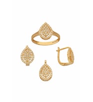 Taşlı Altın Üçlü Set Takım (Gold)