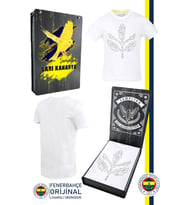 Fenerbahçe Orijinal Palamut Logo Sıfır Yaka Çocuk T-Shirt Hediyelik Ahşap Kutulu (Beyaz)