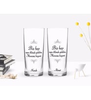 BK Gift Kişiye Özel Renkli Baskılı Mevsimi Boşver Tasarımlı İkili Rakı Bardağı Seti-1 (Beyaz)