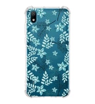 Huawei Y5 2019  Köşe Korumalı Antişok Kapak Floral Su Yeşili Tasarımlı Şeffaf  Kılıf