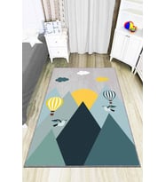 Yeşil Yıkanabilir Kaymaz Tabanlı Balonlu Bebek Halısı AR764