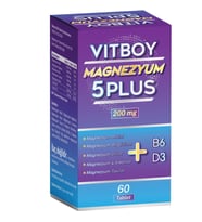 Vitboy Magnezyum 5 Plus 60 Tablet 200mg Malat-Bisglisinat-Sitrat-L-Treonat-Taurat-B6-D3
