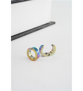 Unisex 316 L Paslanmaz Çelik 1.5 cm Sıkıştırmalı Halka  Model Küpe