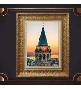 Gold Altın Kalın Çerçeveli Paspartulu Tablo vk1262