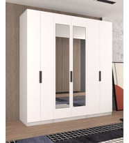 Kapaklı Boydan Aynalı 230/245 cm Tavana Kadar Gizli Çekmeceli (PARLAK BEYAZ) Rengi