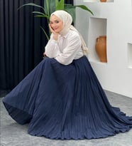 KIRIŞIK MODELLİ LÜKS MODA ETEK (Lacivert)