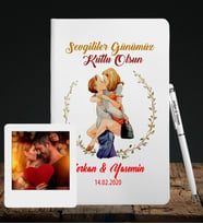 Sevgililer Gününe Özel Deri Beyaz Defter Kalem & Instagram Çerçeve Hediye Seti 25