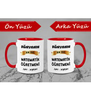 Matematik Öğretmenine Hediye Altın Renk Temalı Kişiye Özel İsimli Kupa (Beyaz)