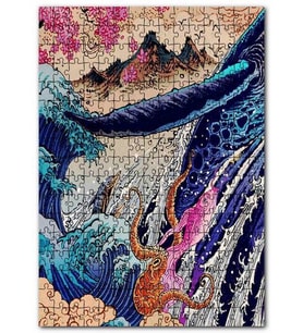 Cakapuzzle Ahtapot Yunus Balina ve Dalgalar Puzzle Yapboz MDF (Ahşap) (120 Parça)