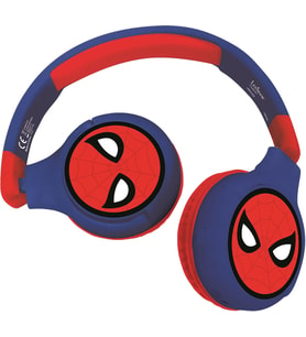 Spiderman 2-in-1 Bluetooth Stereo Kids Headset, Kablosuz, Kablolu, Limited Sound, Foldable, Ayarlanabilir, Girl/Boy, Red/Blue, HPBT010SP