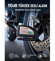 Mey İthalat® Yüksek Sesli 110dB Çelik Disk Kilidi Su Geçirmez Yeni Nesil