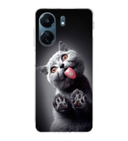 PrintiFy Xiaomi Redmi 13C ile Uyumlu Kedi 2 Kamera Korumalı Şeffaf Kılıf