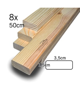 Barış Dizayn Çam Masif Silinmiş Kuru Tahta Hobi Çıta 3,5 x 1,5cm - 50cm (8adet)
