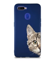Oppo AX7 Soft Premier Kapak Catface Tasarımlı Silikon Kılıf - Lacivert (Şeffaf)