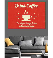 Drink Coffee Yazılı Mutfak Posteri Dekoratif Kanvas - Mdf Ahşap Tablo