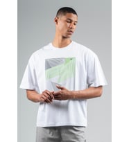 Maraton Oversize Erkek Bisiklet Yaka Beyaz T-shirt