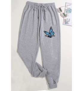 Unisex Baskılı Eşofman Altı (Gri)