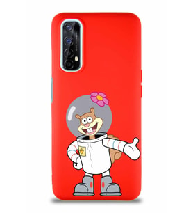 Realme 7 Soft Premier Kapak Sandy Tasarımlı Silikon Kılıf - Kırmızı (Şeffaf)