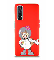 Realme 7 Soft Premier Kapak Sandy Tasarımlı Silikon Kılıf - Kırmızı (Şeffaf)