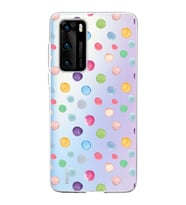 PrintiFy Huawei P40 ile Uyumlu 1mm Slim Fit Water Color 6 Baskılı Şeffaf  Kılıf