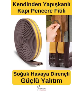 Kapı Ve Pencere Soğuk Izolasyon Bandı Fitili Kendinden Yapışkanlı Kauçuk Yalıtım Bant 2x10 = 20 Mt