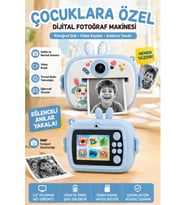 Tavşan Temalı Çocuk Dijital Fotoğraf Makinesi Termal Baskılı Kamera Selfie