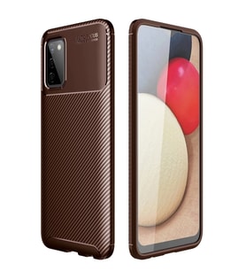 Durukar® Samsung Galaxy A02S Kılıf Auto Focus Karbon Kapak - Kahverengi
