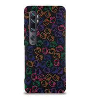 Xiaomi Mi Note 10 Pro Uyumlu Lansman Kılıf Hello Kitty Tasarımlı İçi Kadife Kapak-Siyah (Şeffaf)