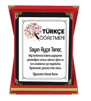 Türkçe Öğretmenine Hediye İsim Baskılı Plaket - Öğretmenler Günü Hediyesi (Kırmızı)