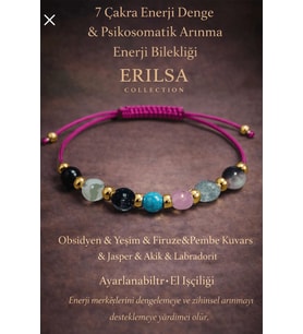 Sertifikalı Doğal Taş 7 Çakra Bileklik - Enerji Denge Bilekliği Obsidyen Yeşim Firuze Pembe Kuvars (Çok Renkli)