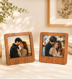 Kişiye Özel Fotoğraflı İkili Ahşap Mini Masaüstü Çerçeve Seti – Sevgiliye Romantik Hediye