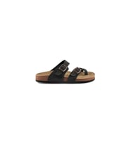 Fly Soft S042.031 Kadın Parmak Arası Çift Tokalı Mantar Taban Comfort Terlik (Siyah)