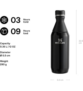 Stanley All Day Slim Soğuk Su Termosu 0.35 Litre - Siyah Paslanmaz Çelik 3 Saat Soğuk - 9 Saat B