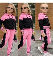 Kız Çocuk Pembe Eşofman Takımı Güpürlü