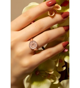 Baget Taşlı Zincir Modeli Gümüş Yüzük-Rose