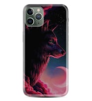 Apple iPhone 12 Pro Max Kılıf Resimli Desenli Baskılı Silikon Kılıf Wolf and Moon 1380