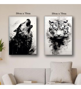 kurt kaplan siyah tablo resim kanvas 2 adet 50x70