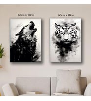 kurt kaplan siyah tablo resim kanvas 2 adet 50x70
