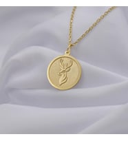 Kişiye Özel 925 Ayar Gümüş Geyik Figürlü Kolye (Gold)