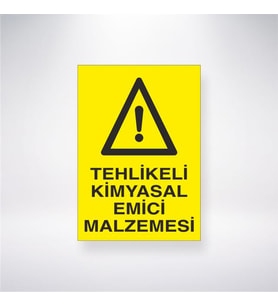 Tehlikeli Kimyasal Emici Malzemeler 21x28 Arkası Yapışkanlı Levha