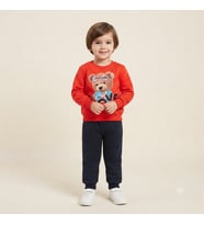 Kız Bebek Takım Sweatshirt Ve Eşofman Altı Kırmızı Lacivert - PEMBE / 6-9 AY