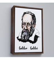 Çerçeveli Galileo Galilei Dekoratif Kanvas Tablo (Altın)