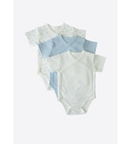 Organik New Dreams 3'lü Kısa Kol Kruvaze Body Mavi