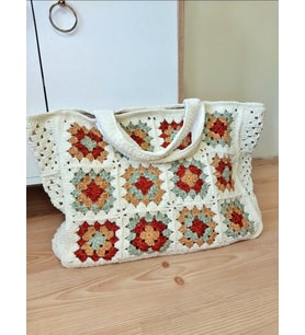 Motifli Kadife Bohem Çanta, Tığ işi XXL El Yapımı Omuz Çantası, Kış İçin Yumuşak Ekru Çantalar, Kemzey Handmade Çanta