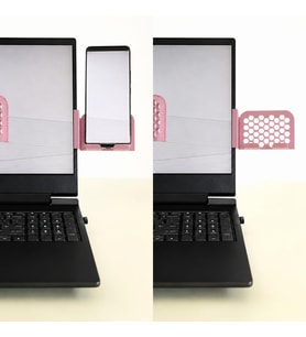 3D Baskı Monitor Telefon Tutucu - Petek Desenli Laptop Kenar Telefon Tutucu-Pembe