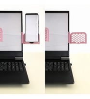 3D Baskı Monitor Telefon Tutucu - Petek Desenli Laptop Kenar Telefon Tutucu-Pembe